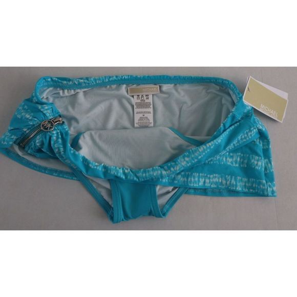 Michael Kors MM4J477 Women Sz M Turquoise Skirted Hipster Bikini Swim Bottom $90 - Picture 6 of 7